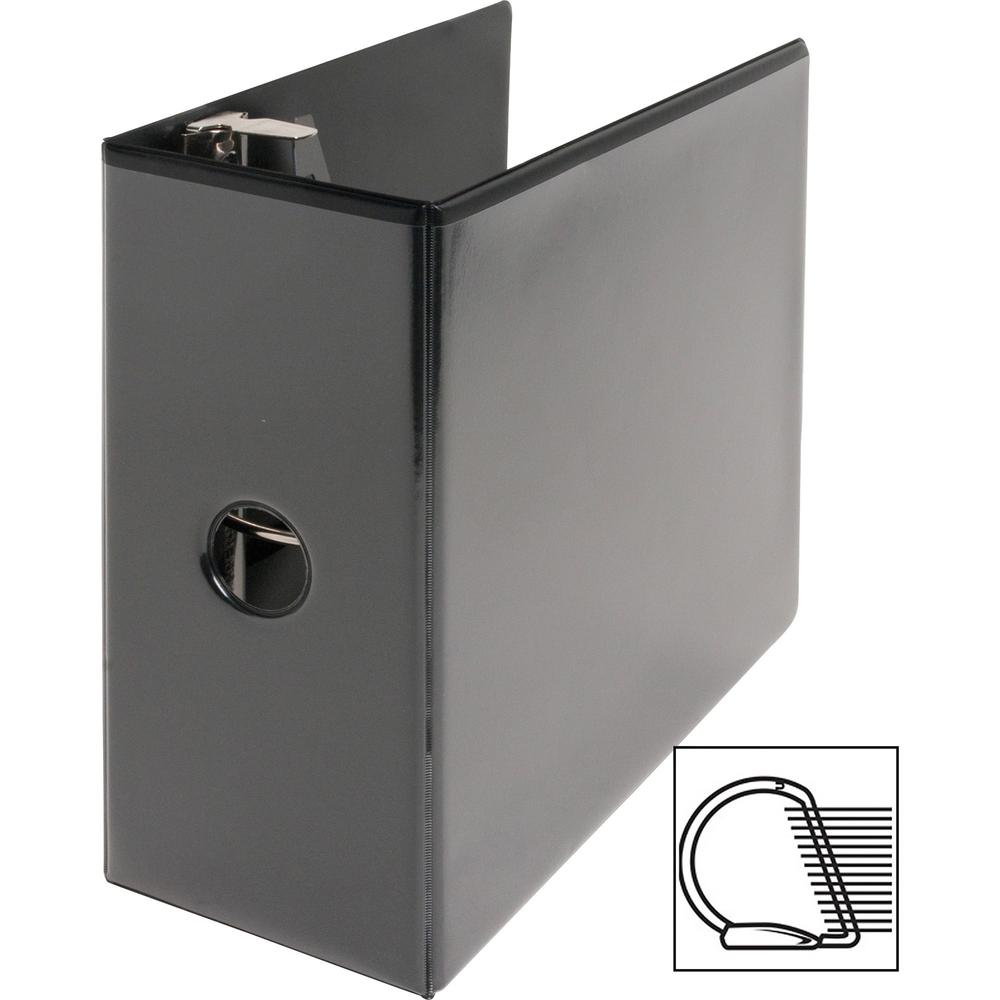 Business Source Basic D-Ring View Binders - 5" Binder Capacity - Letter - 8 1/2" x 11" Sheet Size - Fastener: D-Ring - Polypropylene - Black - No - Clear Overlay - 1 Each. Picture 11