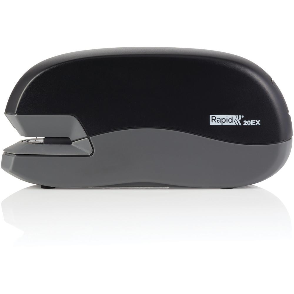 Rapid Fixativ 20EX Personal Dual Electric Stapler - Staples Upto 20 Sheet - Holds Upto 105 Staple - Half Strip - Staple Size: 0.25" - 0.37" Throat Depth - Silver - Rubber - 1 Each. Picture 6