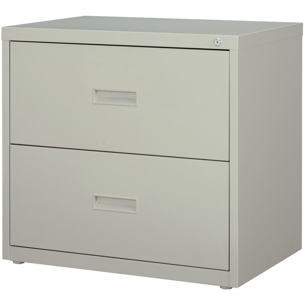 Lorell Value Lateral File - 2-Drawer - 30" Width x 18.6" Depth x 28.1" Height - 2 x Drawer(s) for File - A4, Letter, Legal - Interlocking, Ball-bearing Suspension, Adjustable Glide - Light Gray - Stee. Picture 2