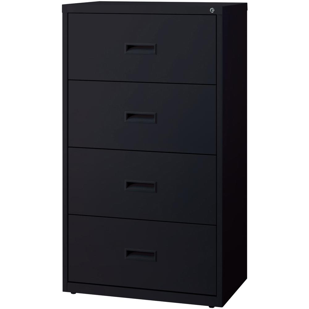 Lorell Value Lateral File - 4-Drawer - 30" Width x 18.6" Depth x 52.5" Height - 4 x Drawer(s) for File - A4, Legal, Letter - Adjustable Glide, Ball-bearing Suspension, Label Holder - Black - Steel - R. Picture 3