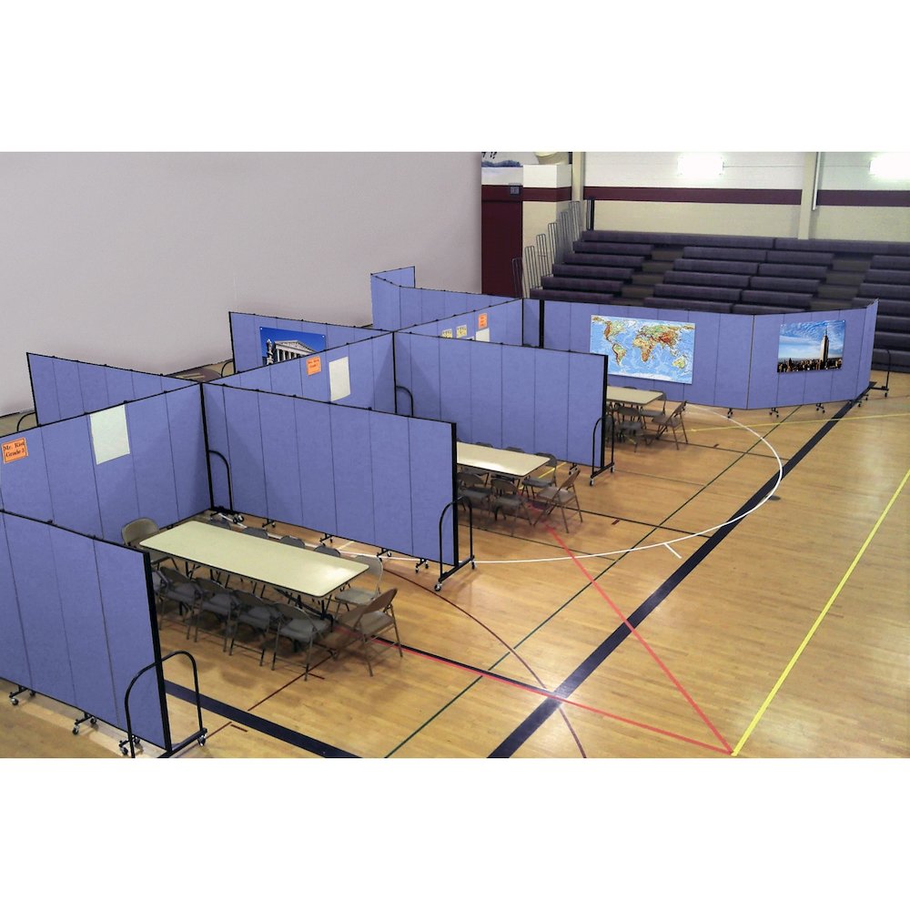 Screenflex Portable Room Dividers - 72" Height x 20.4 ft Length - Black Metal Frame - Polyester - Stone - 1 Each. Picture 9
