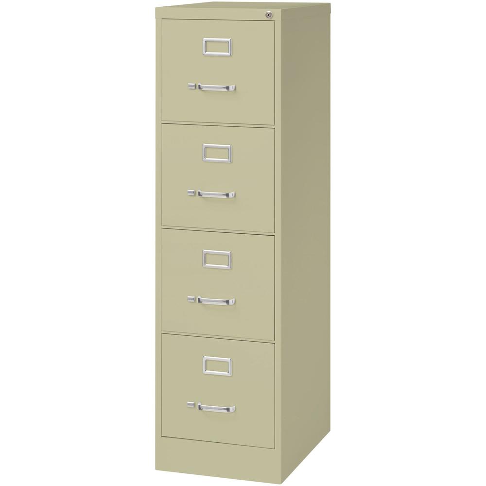 Lorell Fortress Series 22" Commercial-Grade Vertical File Cabinet - 15" Width x 22" Depth x 52" Height - 4 x Drawer(s) for File - Letter - Lockable, Ball-bearing Suspension - Putty - Steel - Recycled. Picture 4