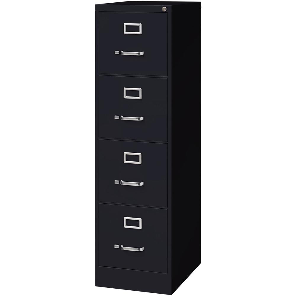 Lorell Fortress Series 22" Commercial-Grade Vertical File Cabinet - 15" Width x 22" Depth x 52" Height - 4 x Drawer(s) for File - Letter - Lockable, Ball-bearing Suspension - Black - Steel - Recycled. Picture 5