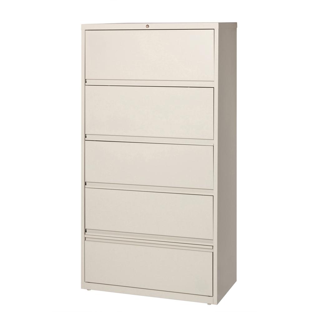 Lorell Fortress Lateral File with Roll-Out Shelf - 36" x 18.6" x 68.8" - 5 x Drawer(s) for File - A4, Legal, Letter - Ball-bearing Suspension, Recessed Handle, Leveling Glide, Heavy Duty, Interlocking. Picture 5