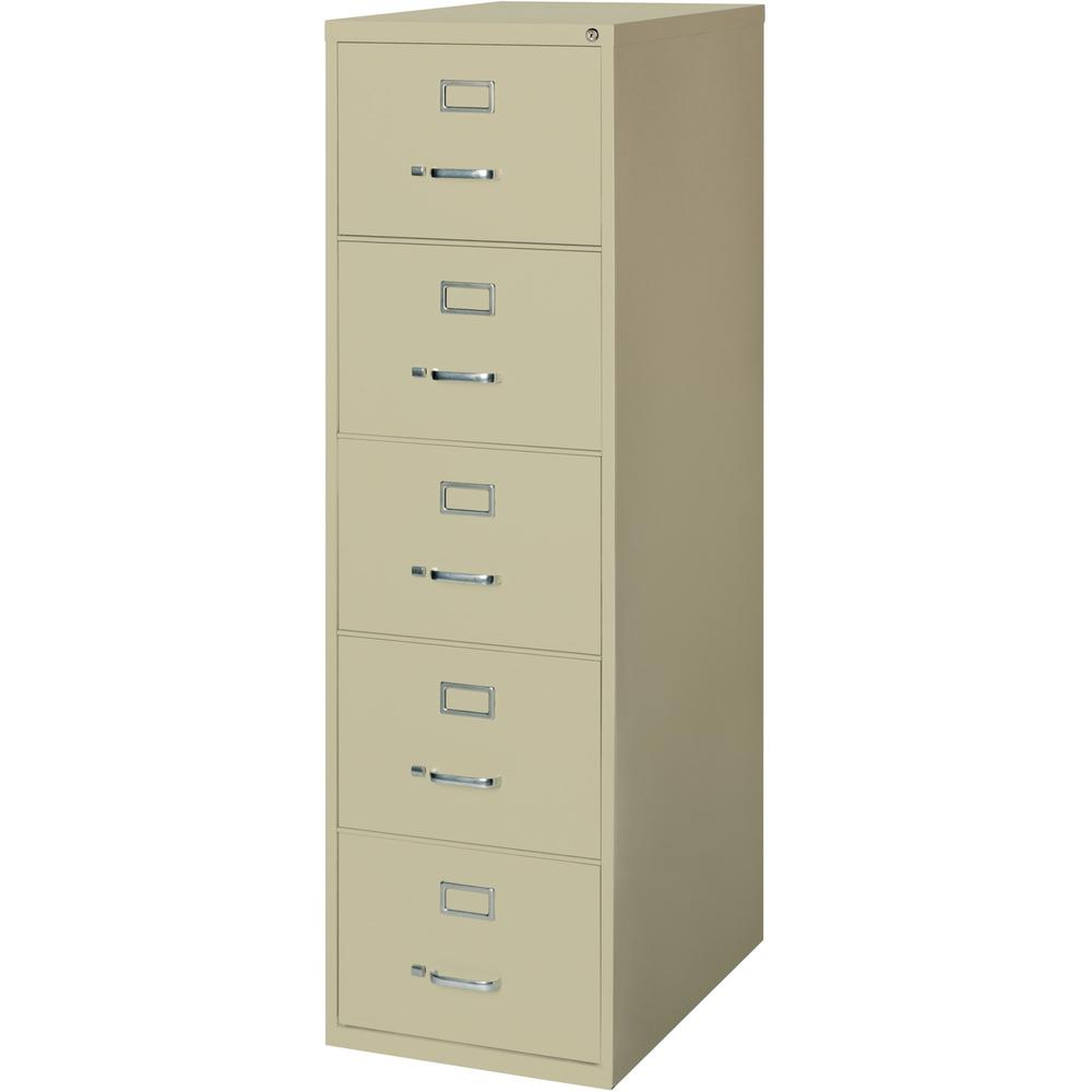 Lorell Fortress Series 26-1/2" Commercial-Grade Vertical File Cabinet - 18" Width x 26.5" Depth x 61" Height - 5 x Drawer(s) for File - Legal - Vertical - Ball-bearing Suspension, Security Lock, Heavy. Picture 5