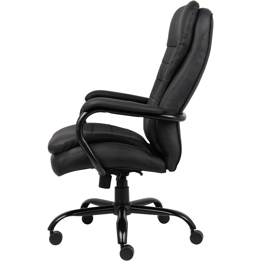 Lorell Big & Tall Double Cushion Executive High-Back Chair - Black Seat Color - Leather Seat Material - Black Back Color - Leather Back Material - 5-star Base - Black - 1 Each. Picture 4