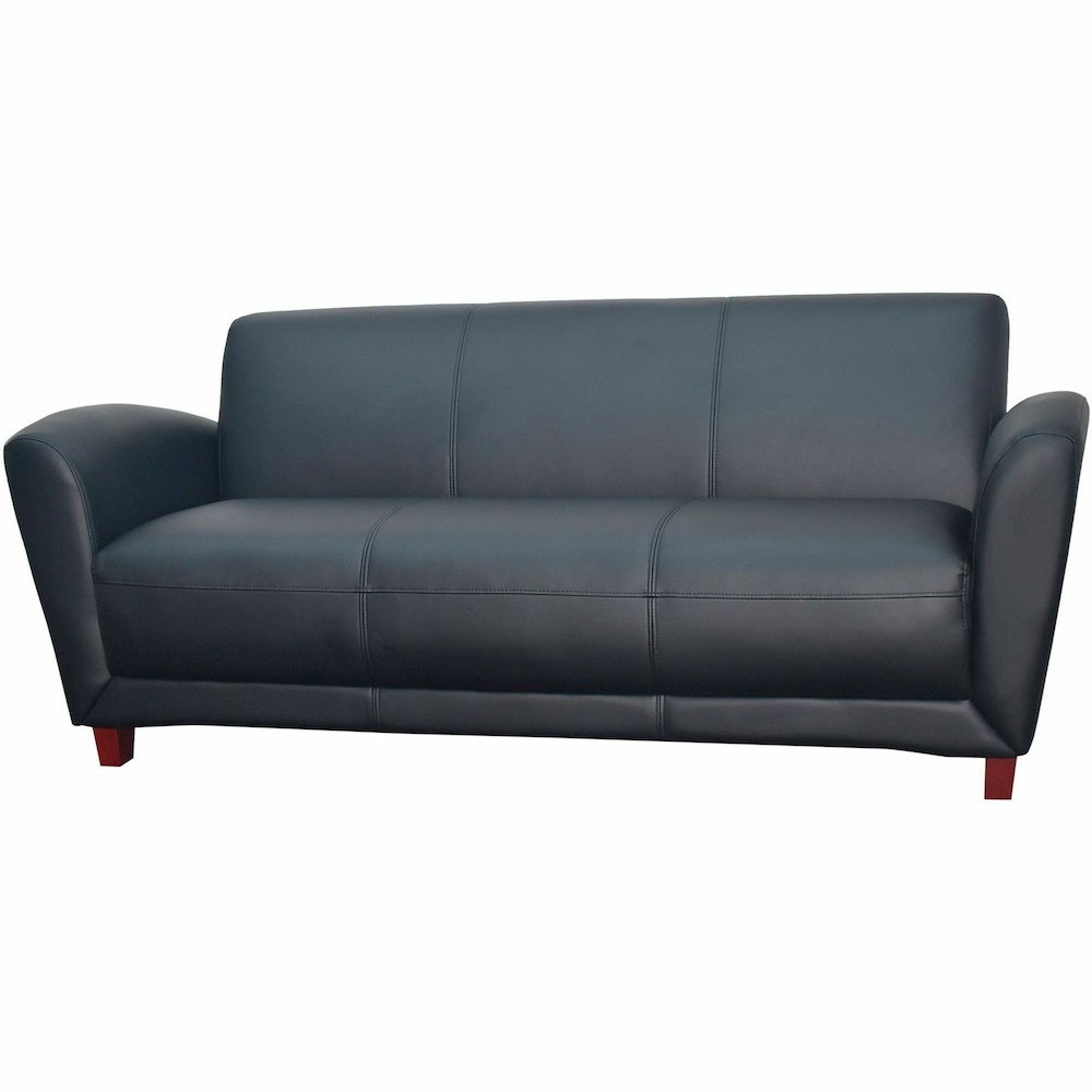 Lorell Accession Reception Sofa - 75" x 34.5" x 31.3" Overall Dimension - Leather Black Seat - Leather Black Back - 1 Each. Picture 9