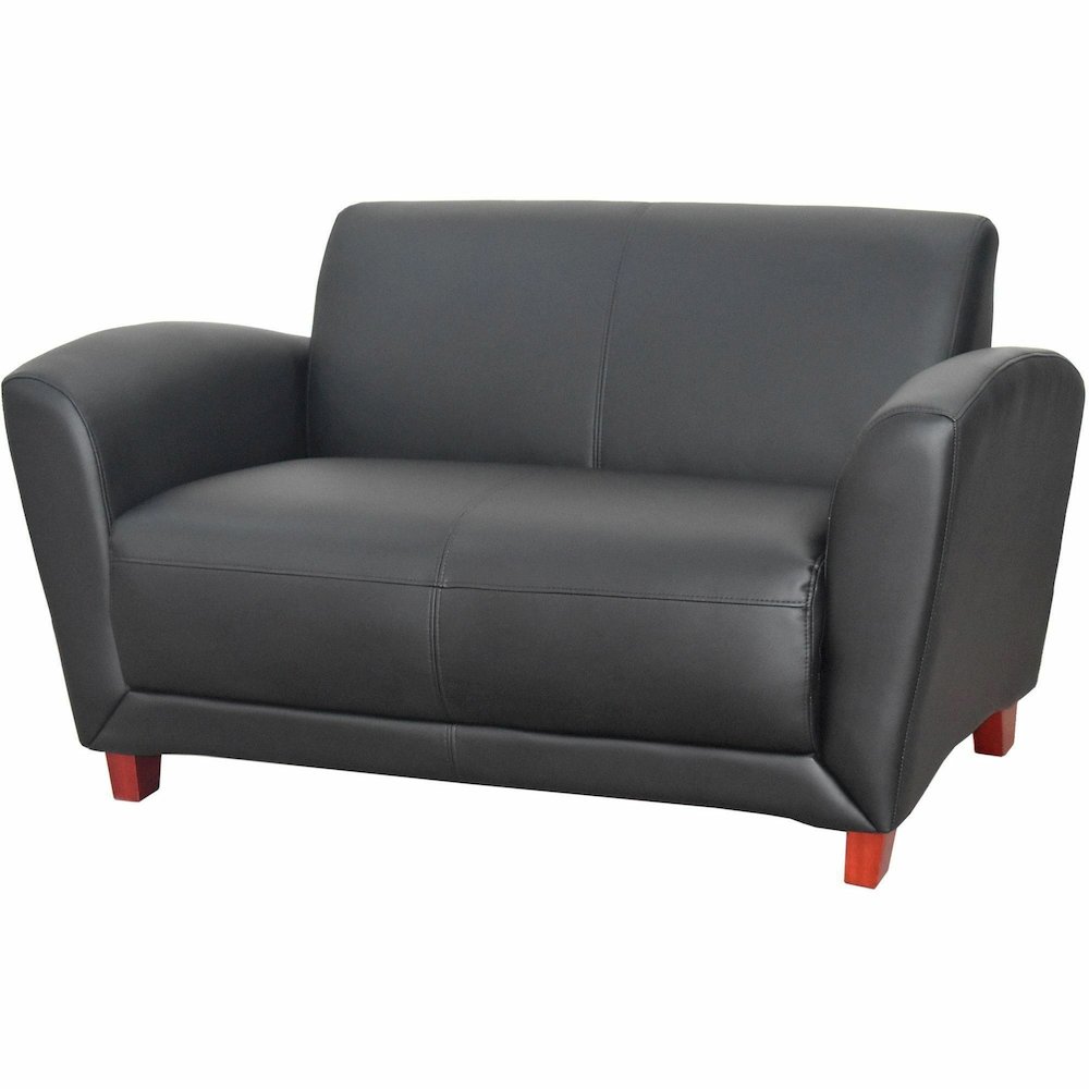 Lorell Accession Reception Loveseat - 55" x 34.5" x 31.3" Overall Dimension - Leather Black Seat - Leather Black Back - 1 Each. Picture 7