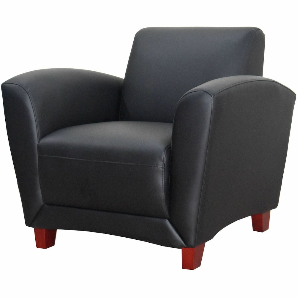 Lorell Accession Club Chair - Black Seat Color - Leather Seat Material - Black Back Color - Leather Back Material - Four-legged Base - 1 Each. Picture 7