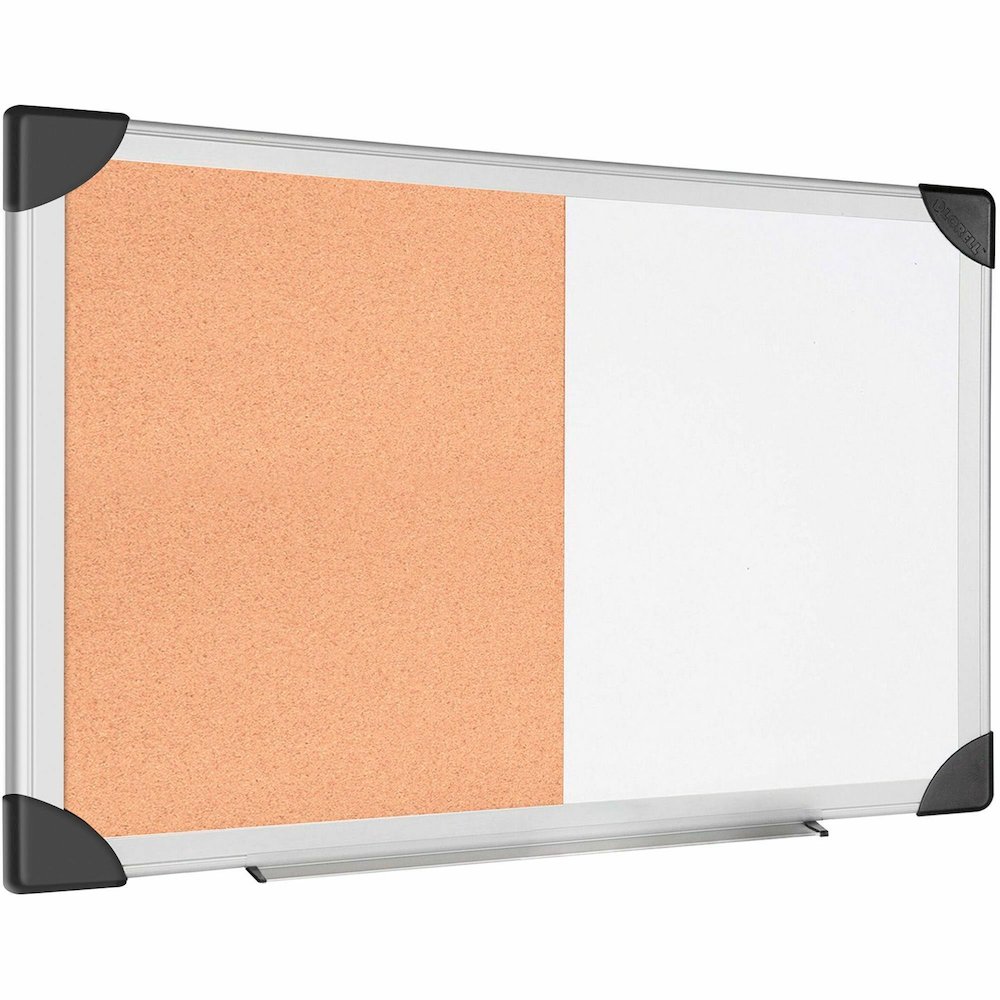 Lorell Combo Dry-Erase/Cork Board - 18" Board Height x 24" Board Width - Natural Cork Surface - Self-healing - Aluminum Frame - 1 Each. Picture 3