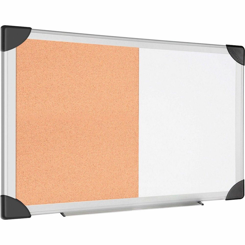 Lorell Combo Dry-Erase/Cork Board - 24" Board Height x 36" Board Width - Natural Cork Surface - Self-healing - Aluminum Frame - 1 Each. Picture 3