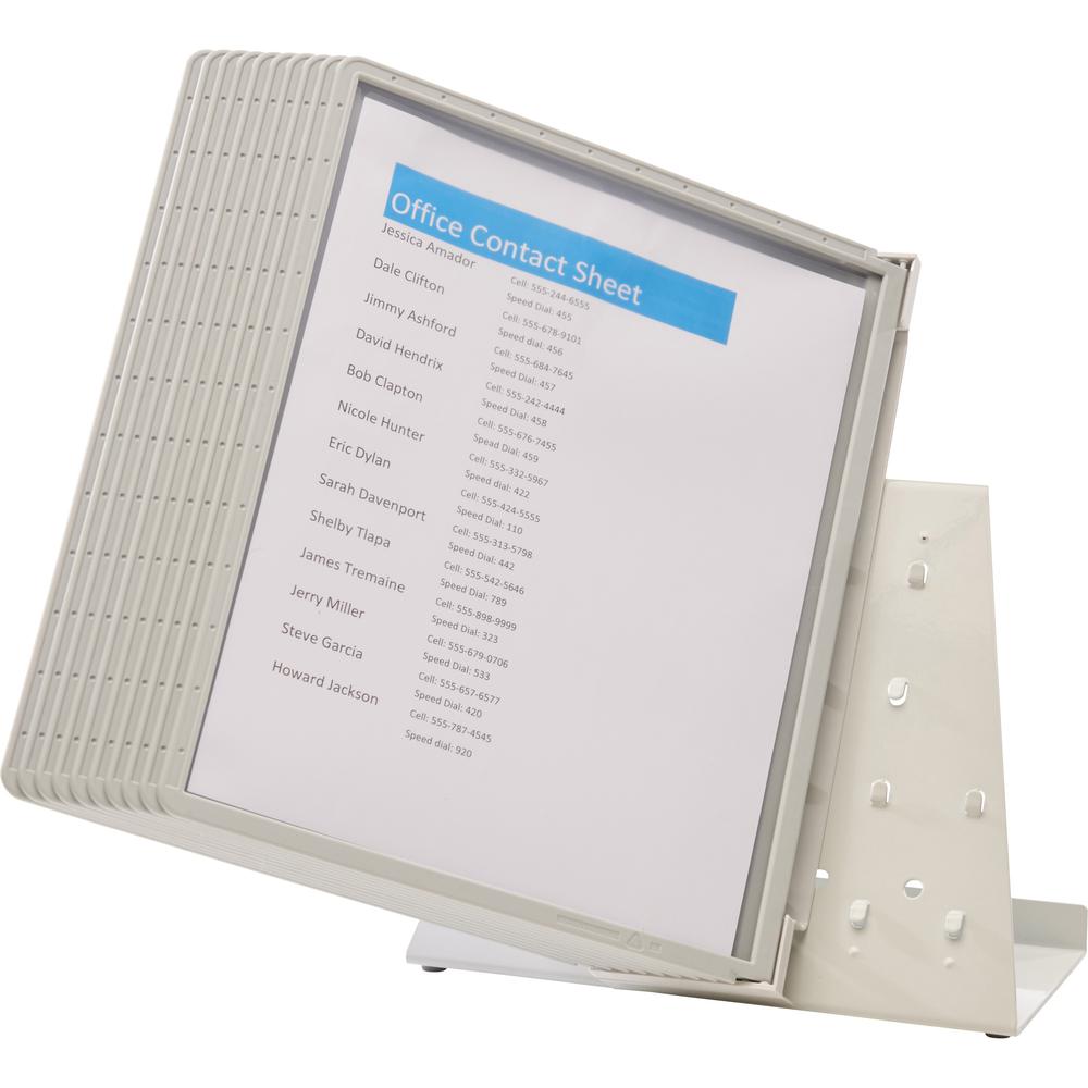 DURABLE&reg; VARIO&reg; Antimicrobial Desktop Reference Display System - Desktop - 10 Double Sided Panels - Letter Size - Antimicrobial Polypropylene Sleeves - Anti-Reflective/Non-Glare - Gray. Picture 8