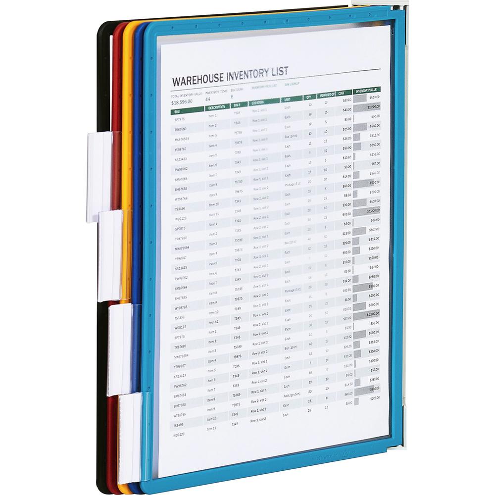 DURABLE&reg; SHERPA&reg; Angled Partition Wall Reference Display System - Partition Wall Bracket - 5 Double Sided Panels - Letter Side - Anti-Reflective/Non-Glare - Assorted Colors. Picture 7