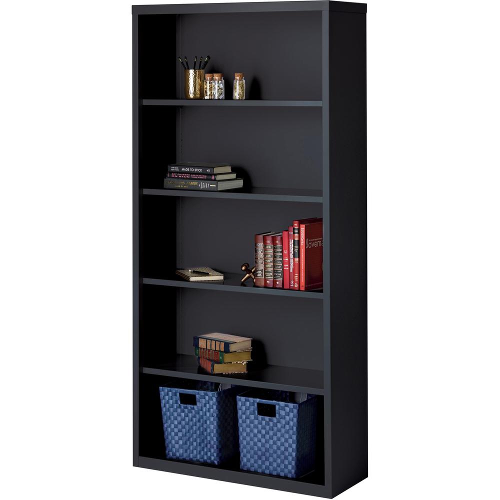Lorell Fortress Series Bookcase - 34.5" Width x 13" Depth x 72" Height - 5 x Shelf(ves) - Black - Powder Coated - Steel - Yes. Picture 7