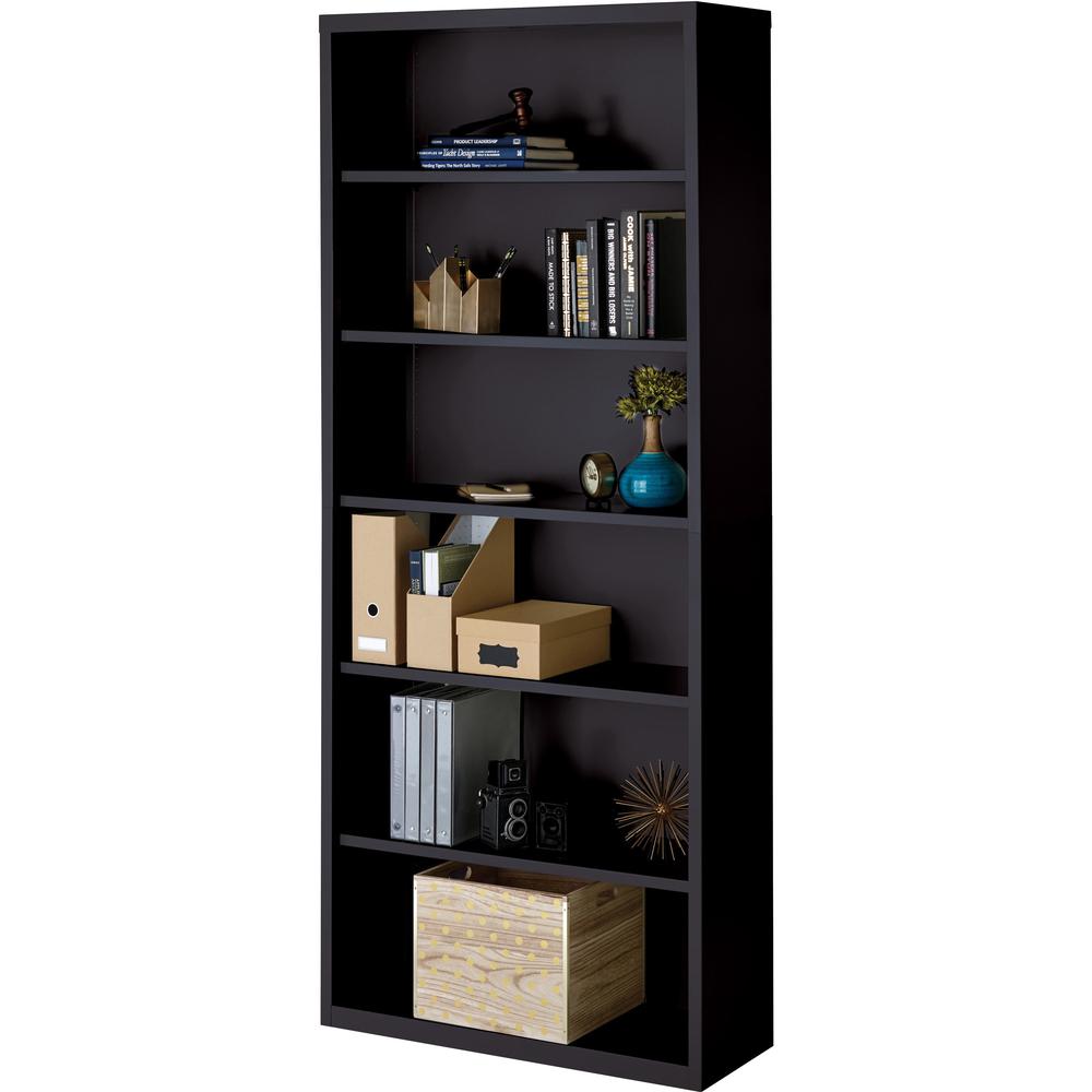 Lorell Fortress Series Bookcase - 34.5" Width x 13" Depth x 82" Height - 6 x Shelf(ves) - Black - Powder Coated - Steel - Yes. Picture 8