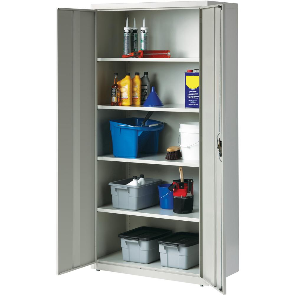 Lorell Fortress Series Storage Cabinet - 36" x 18" x 72" - 5 x Shelf(ves) - Recessed Locking Handle, Hinged Door, Durable - Light Gray - Powder Coated - Steel - Recycled. Picture 6