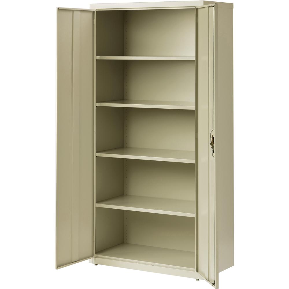 Lorell Fortress Series Storage Cabinet - 36" x 18" x 72" - 5 x Shelf(ves) - Recessed Locking Handle, Hinged Door, Durable - Putty - Powder Coated - Steel - Recycled. Picture 3