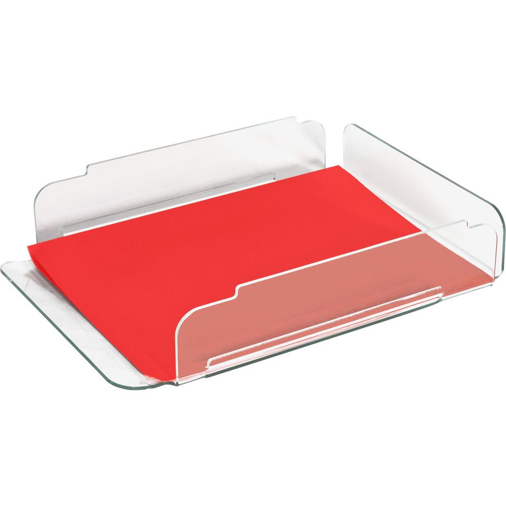 Lorell Single Stacking Document Tray - Desktop - Durable, Lightweight, Non-skid, Stackable - Clear - Acrylic - 1 Each. Picture 5