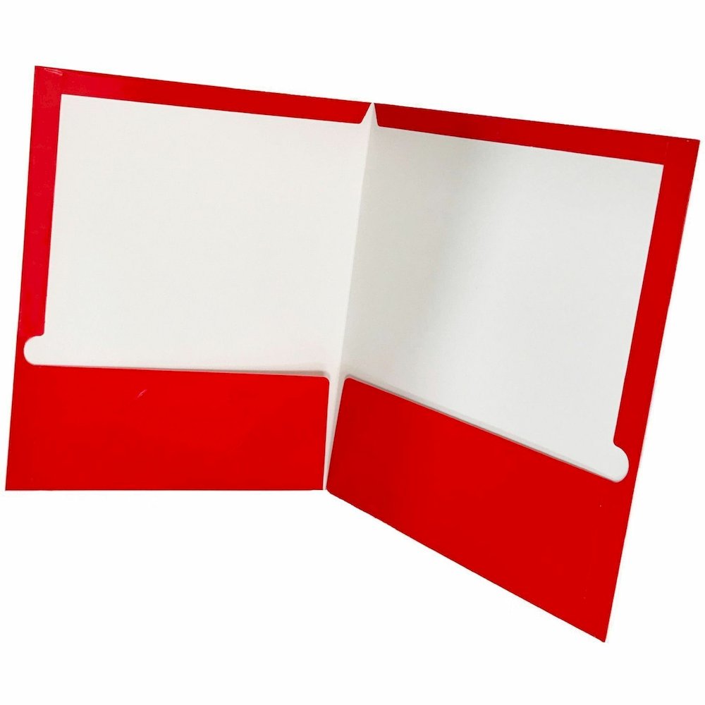 Business Source Letter No Pocket Folder - 8 1/2" x 11" - 100 Sheets Capacity - 2 Internal Pocket - Card Paper - Red - Durable, Laminated, Die-cut - 1 Box. Picture 5