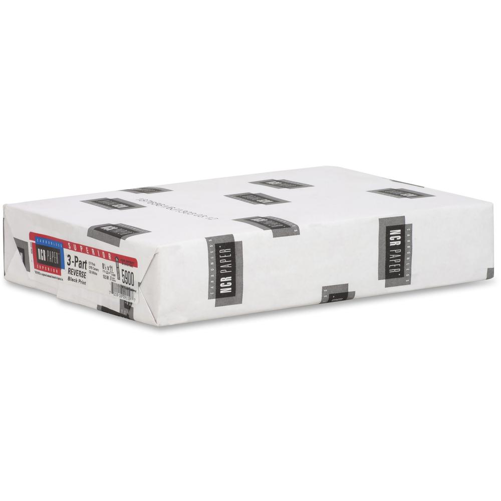 NCR Paper Superior 3-part Reverse Carbonless Paper - Multi - 92 Brightness - Letter - 8 1/2" x 11" - 20 lb Basis Weight - 500 / Pack - FSC, ISO 14001 - Heavyweight - Pink, Canary, White. Picture 3