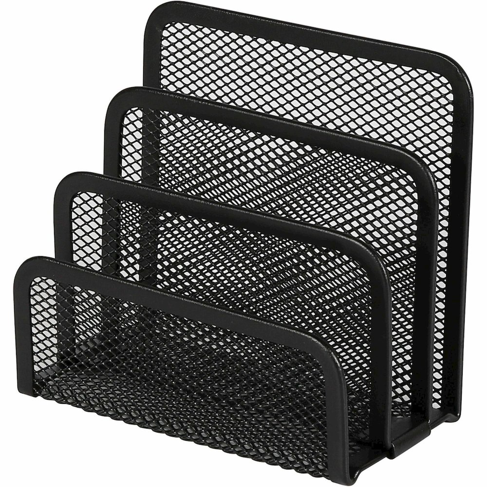 Lorell Mesh Vertical Desktop File Sorter - 4 Divider(s) - 5.63" Height x 5.25" Width x 3.13" Depth - Black - Steel - 1 Each. Picture 4