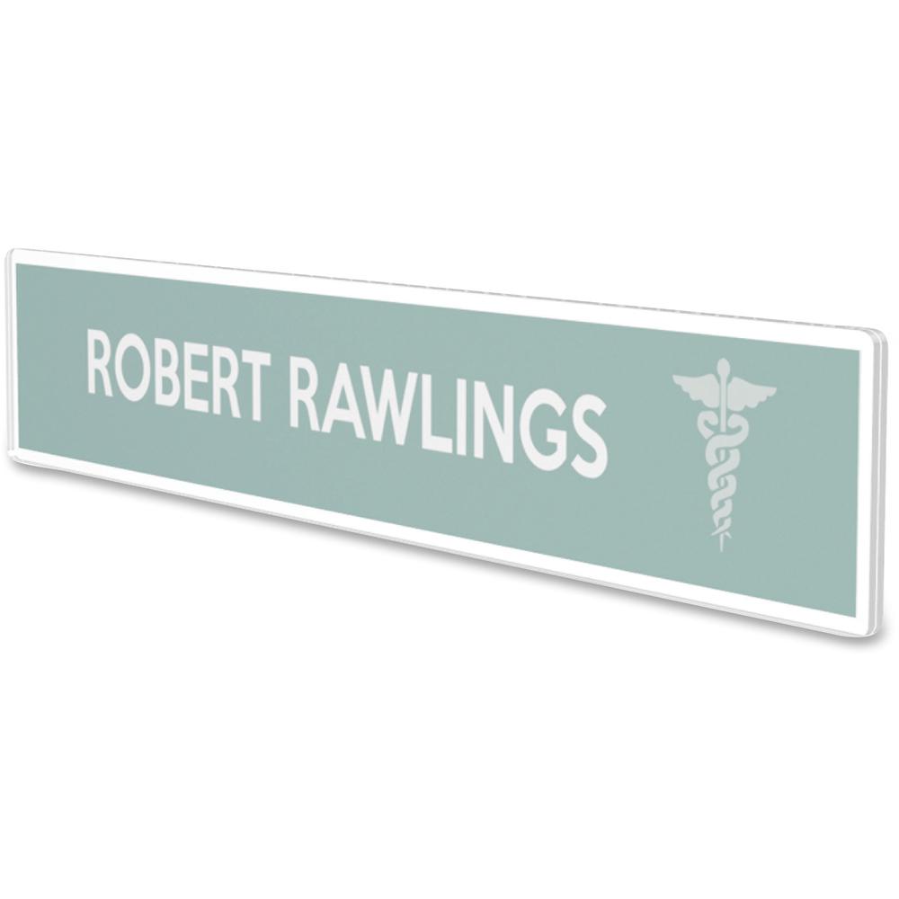 Deflecto Cubicle Nameplate Sign Holder - 8.5" Width x 2" Height - Rectangular Shape - Wall Mountable - Insertable, Magnetic - Plastic - Clear, Clear - 1 Each. Picture 2