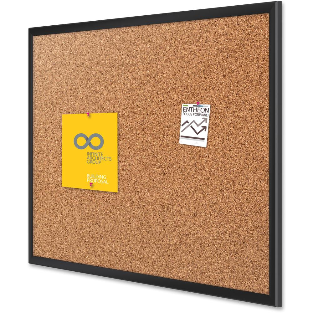 Quartet Classic Series Bulletin Board - 18" Height x 24" Width - Brown Natural Cork Surface - Self-healing, Durable, Sturdy - Black Aluminum Frame - 1 Each. Picture 7