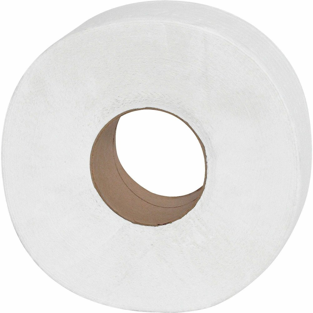 Genuine Joe Jumbo Roll Bath Tissues - 2 Ply - 3.25" Width x 1000 ft Length - 9" Roll Diameter - 3 19/64" Core - White - 12 / Carton. Picture 5