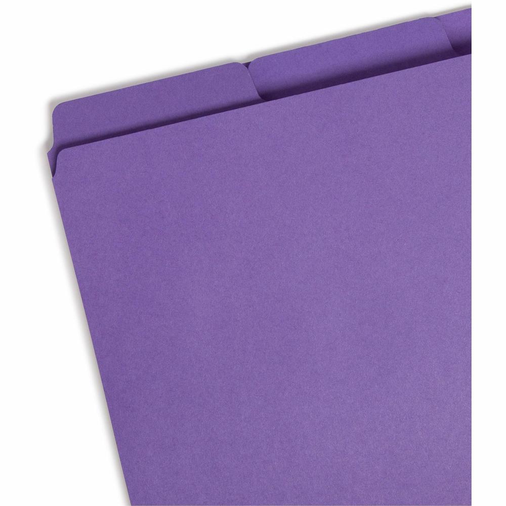 Smead SuperTab 1/3 Tab Cut Letter Recycled Top Tab File Folder - 8 1/2" x 11" - 3/4" Expansion - Top Tab Location - Assorted Position Tab Position - 2 Divider(s) - Teal, Purple, Navy - 10% Recycled - . Picture 5