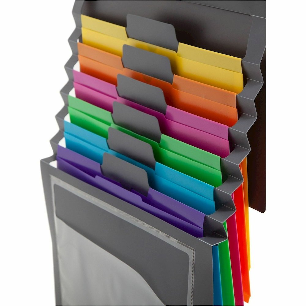Smead Cascading Wall Organizer - 6 Pocket(s) - 10.62" Height x 14.25" Width - Durable, Tear Proof, Acid-free, Moisture Resistant - Gray - Polypropylene - 1 Each. Picture 6