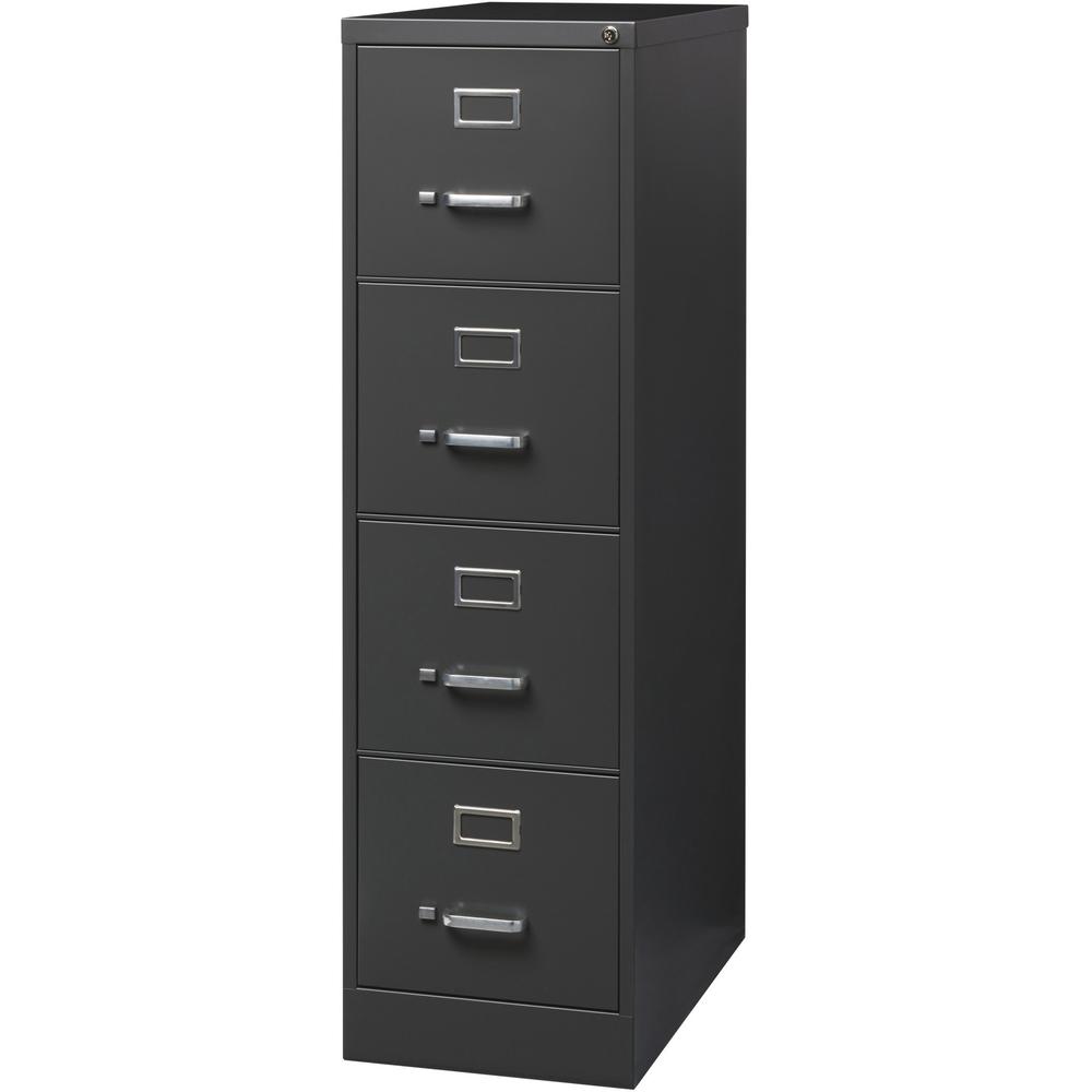 Lorell Fortress Series 26-1/2" Commercial-Grade Vertical File Cabinet - 15" Width x 26.5" Depth x 52" Height - 4 x Drawer(s) for File - Letter - Vertical - Drawer Extension, Security Lock, Label Holde. Picture 4