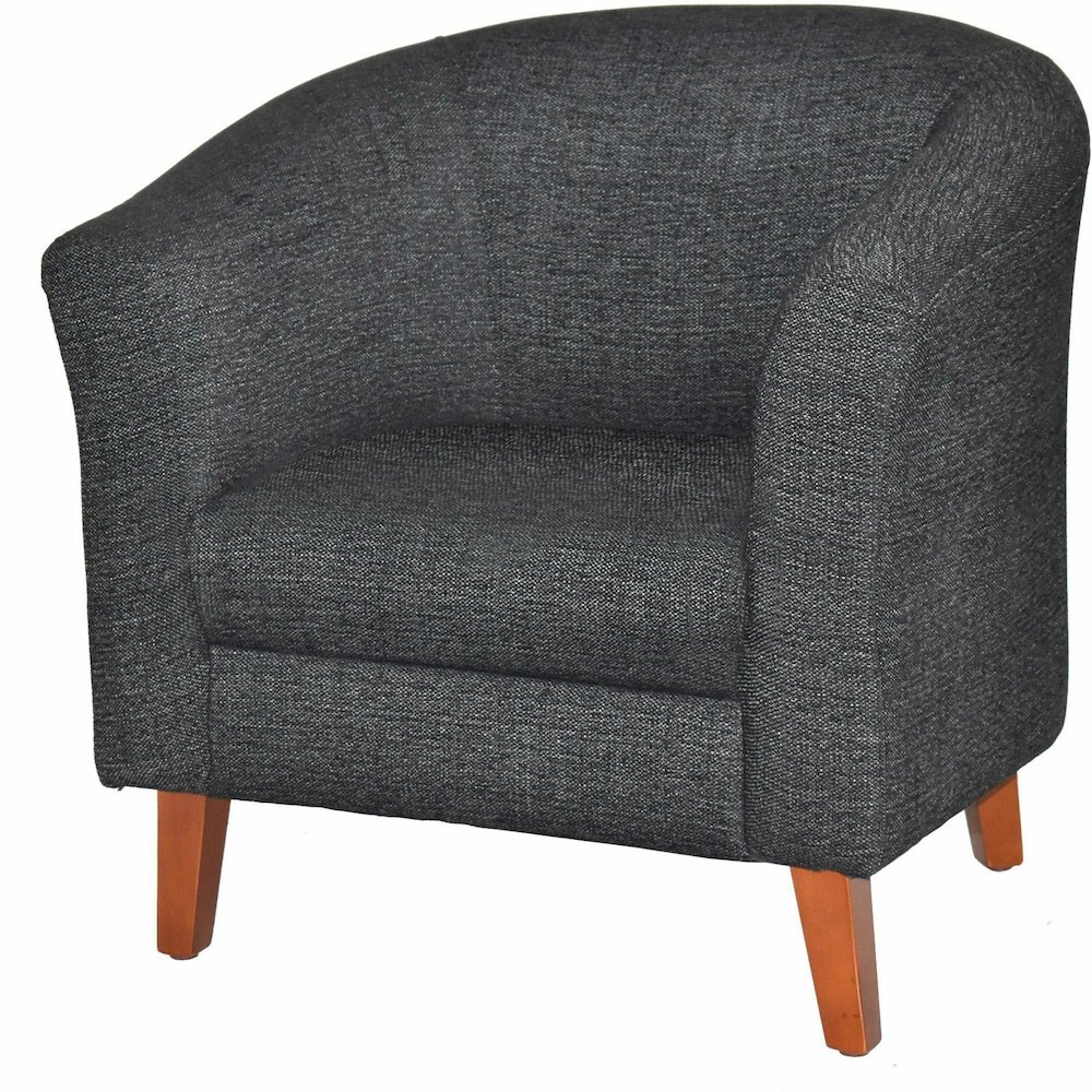 Lorell Barrel Armchair - Black Seat Color - Fabric Seat Material - Black Back Color - Fabric Back Material - Four-legged Base - 1 Each. Picture 7