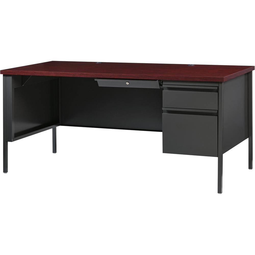 Lorell Fortress Series 66" Right-Pedestal Desk - Rectangle Top - 66" Table Top Width x 30" Table Top Depth x 1.12" Table Top Thickness - 29.50" Height - Office, File - Assembly Required - Laminated, M. Picture 4