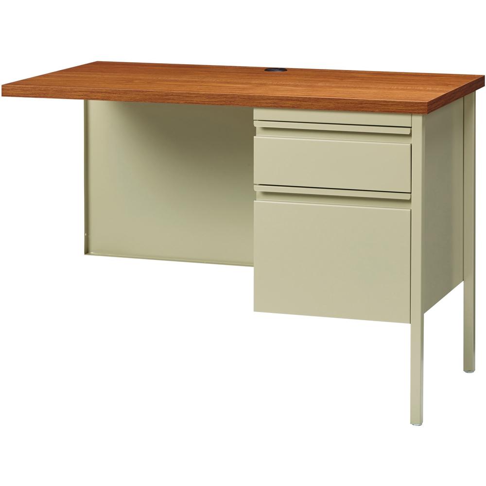 Lorell Fortress Series Right-Pedestal Return - Rectangle Top - 42" Table Top Width x 24" Table Top Depth x 1.12" Table Top Thickness - 29.50" Height - Office, File - Assembly Required - Oak, Oak Lamin. Picture 4