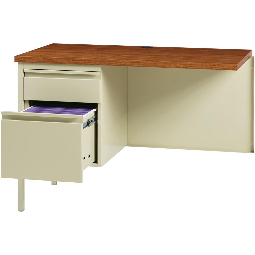 Lorell Fortress Series Left-Pedestal Return - Rectangle Top - 42" Table Top Width x 24" Table Top Depth x 1.12" Table Top Thickness - 29.50" Height - Office, File - Assembly Required - Oak, Oak Lamina. Picture 4