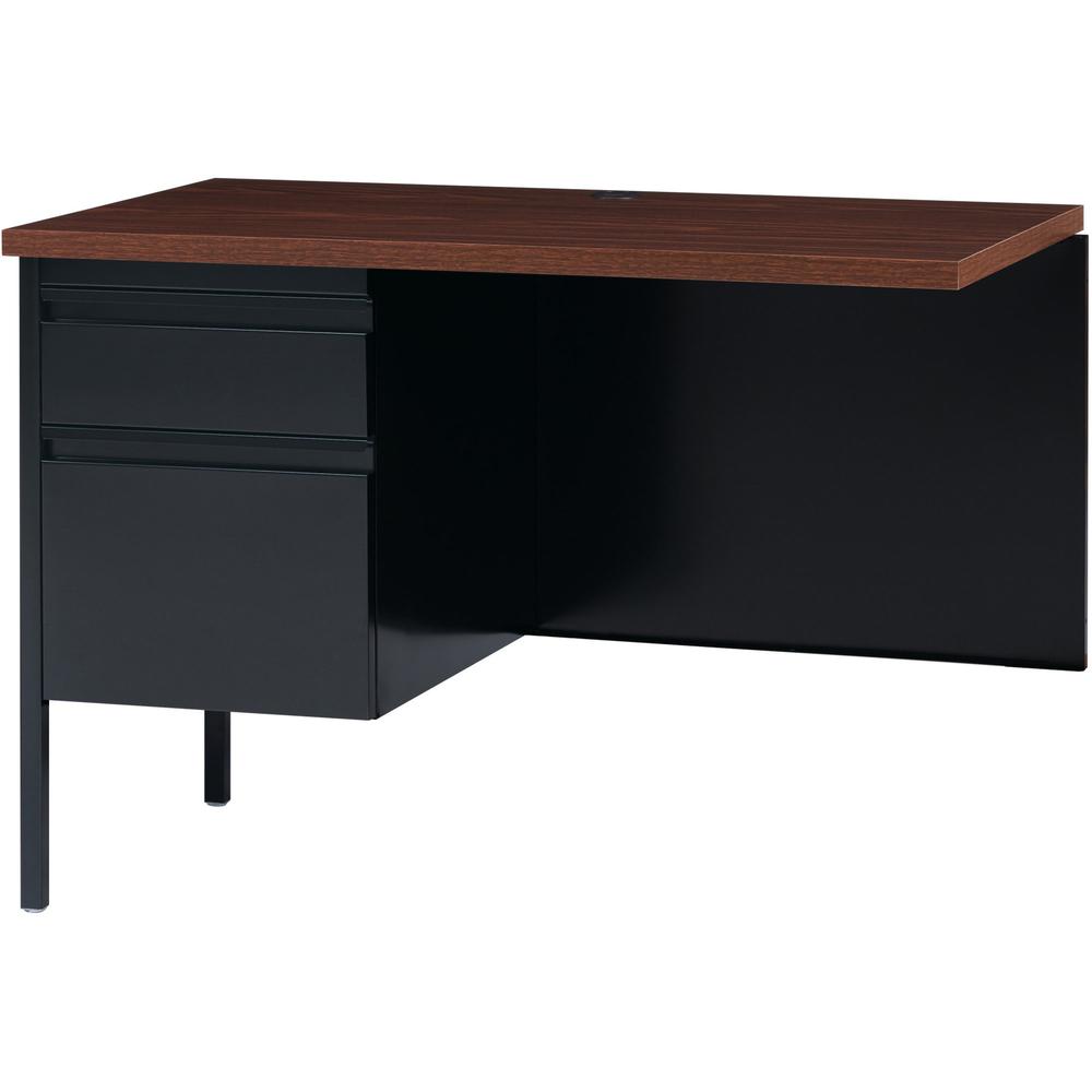 Lorell Fortress Series Left-Pedestal Return - Rectangle Top - 42" Table Top Width x 24" Table Top Depth x 1.12" Table Top Thickness - 29.50" Height - Office, File - Assembly Required - Black Walnut, L. Picture 5
