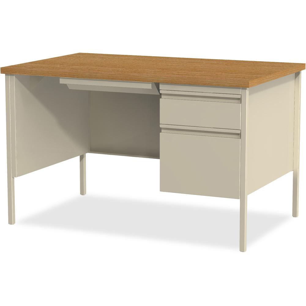 Lorell Fortress Series 48" Right Single-Pedestal Desk - Oak Laminate Rectangle Top - 30" Table Top Length x 48" Table Top Width x 1.13" Table Top Thickness - 29.50" Height - Business Environment, Educ. Picture 4