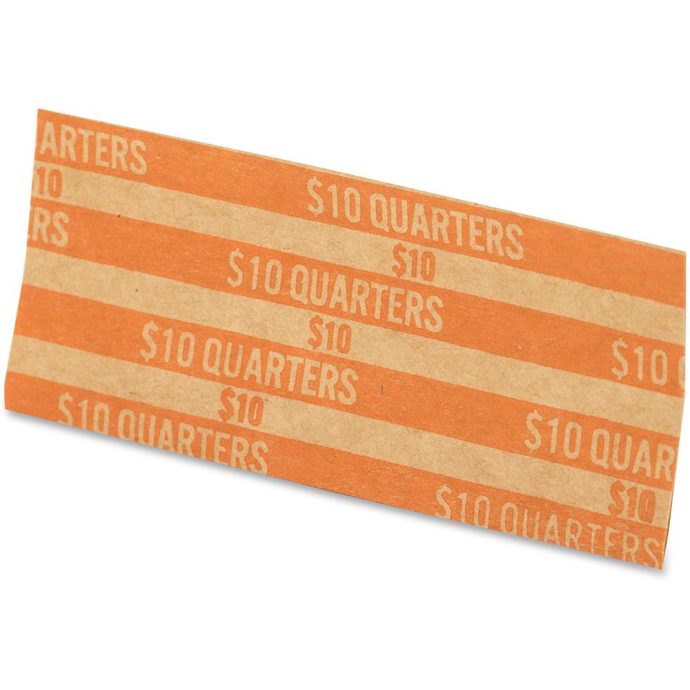 PAP-R Flat Coin Wrappers - Total $10 in 40 Coins of 25¢ Denomination - Heavy Duty - Paper - Kraft - 1000 / Box. Picture 2