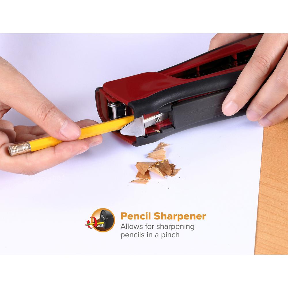 Bostitch Dynamo Stapler - 20 of 20lb Paper Sheets Capacity - 210 Staple Capacity - Full Strip - 1/4" Staple Size - 1 Each - Red. Picture 3