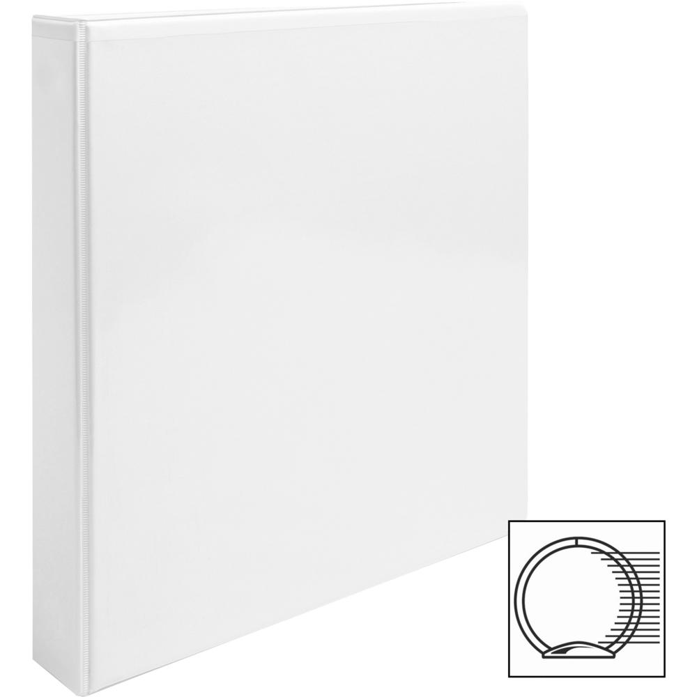 Business Source Round-ring View Binder - 1" Binder Capacity - Letter - 8 1/2" x 11" Sheet Size - 225 Sheet Capacity - Round Ring Fastener(s) - 2 Internal Pocket(s) - Chipboard, Polypropylene - White -. Picture 3