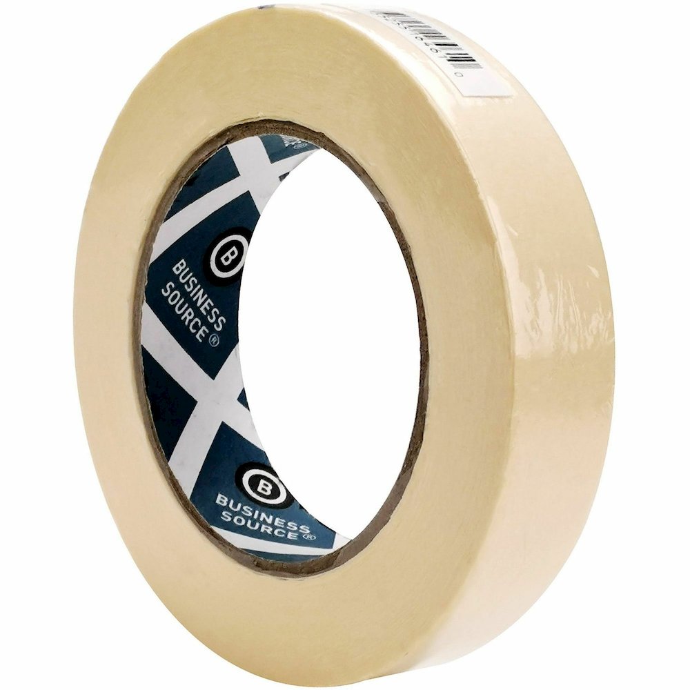 Business Source Utility-purpose Masking Tape - 60 yd Length x 1" Width - 3" Core - Tan - Crepe Paper Backing - Pressure Sensitive - For General Purpose, Holding, Bundling, Sealing, Masking - 9/Pack - . Picture 5