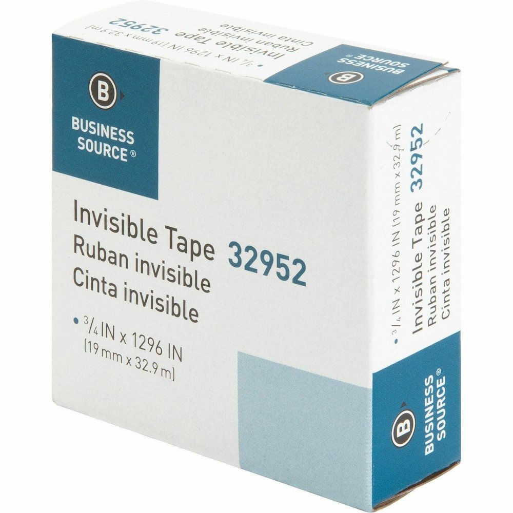 Business Source Invisible Tape Dispenser Refill Roll - 36 yd Length x 0.75" Width - 1" Core - Clear - For Mending, Splicing, Holding - 12 / Box. Picture 5