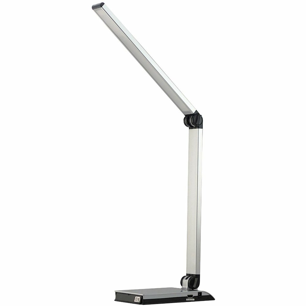 Lorell Smart Device Slot/USB Task Light - 8 W LED Bulb - USB Charging, Dimmable - Aluminum, Plastic - Desk Mountable - Silver - for Desk, Table, Indoor. Picture 6