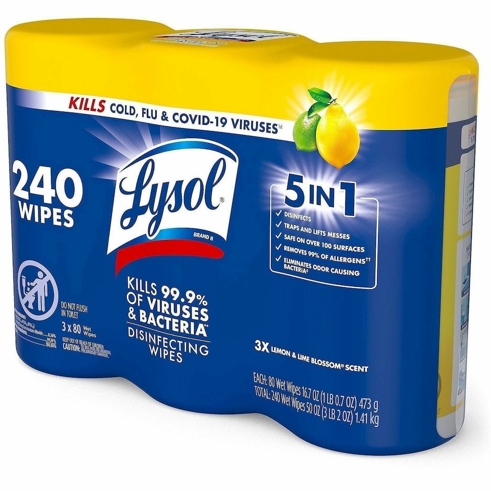 Lysol Lemon/Lime Disinfecting Wipes - For Multi Surface, Multipurpose - Wipe - Lemon, Lime Blossom Scent - Recommended For: Virus Remover, Bacteria Remover - Pre-moistened, Deodorize, Disinfectant, An. Picture 5