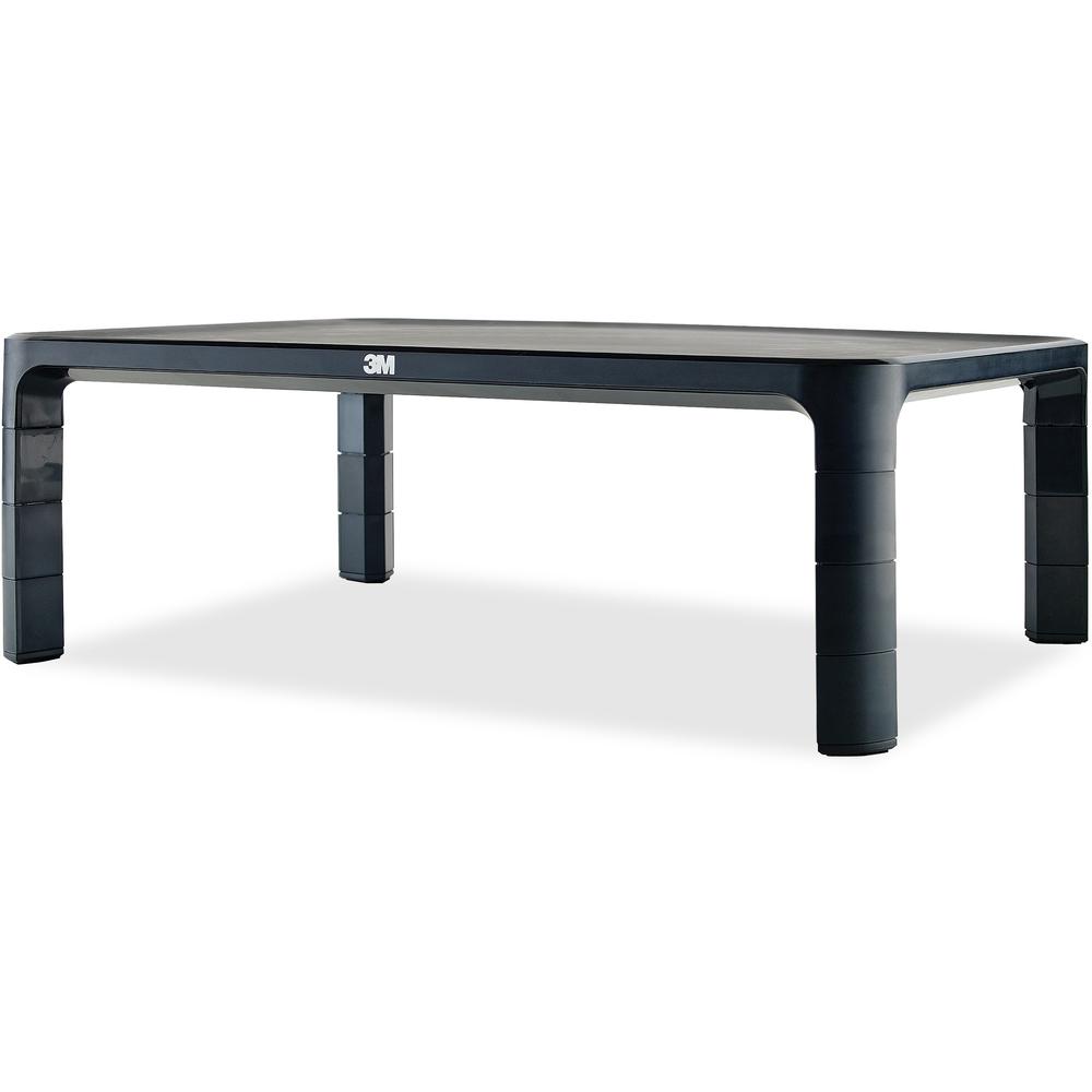 3M Adjustable Monitor Stand for Monitors and Laptops - 20 lb Load Capacity - 5.5" Height x 16" Width x 12" Depth - Desktop - Silver, Black. Picture 3
