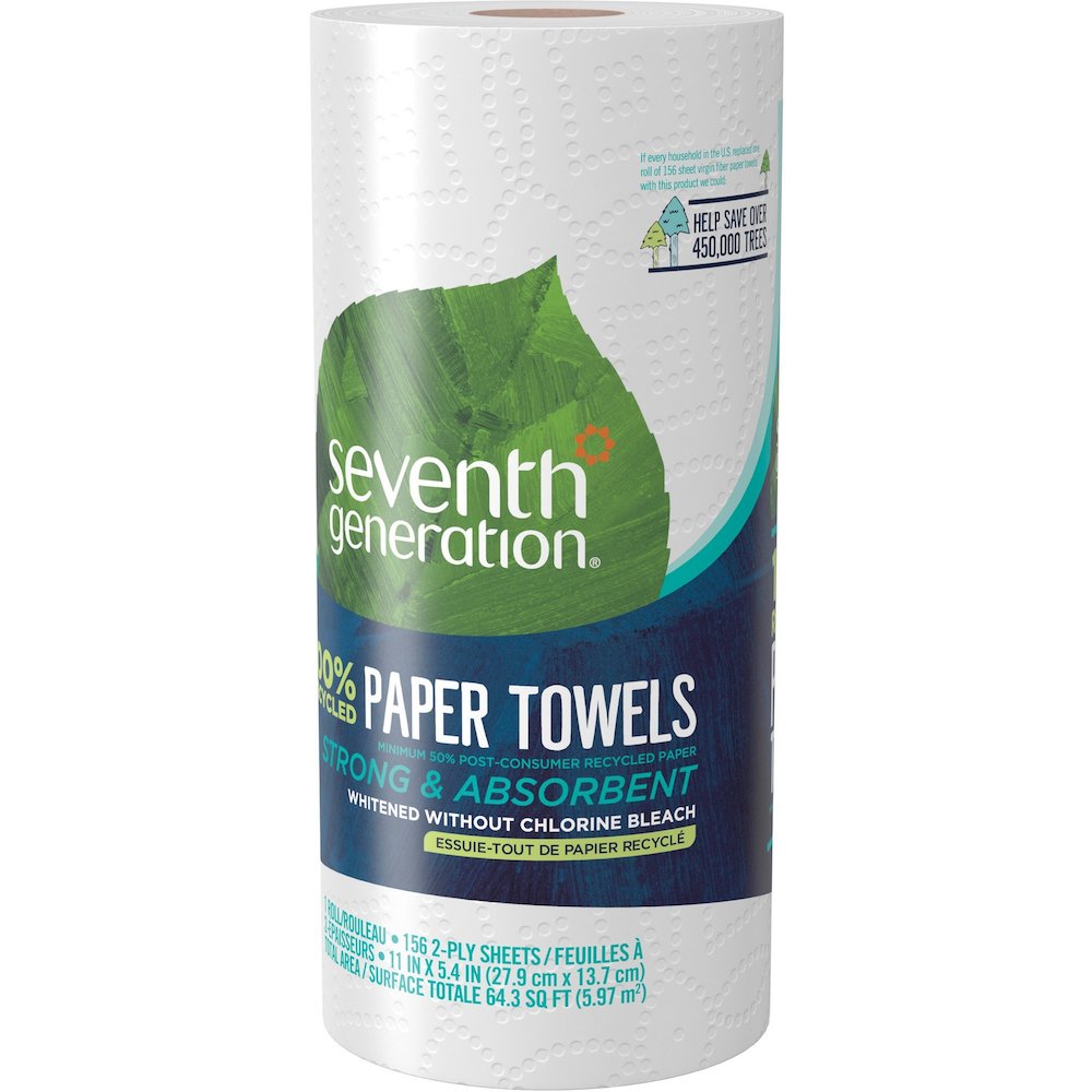 Seventh Generation 100% Recycled Paper Towels - 2 Ply - 156 Sheets/Roll - White - 24 / Carton. Picture 7