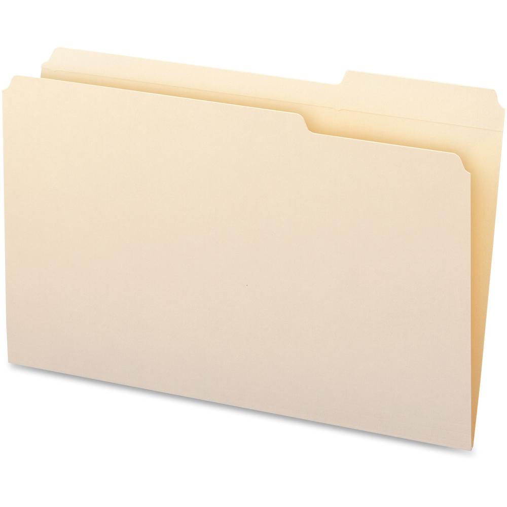 Business Source 1/3 Tab Cut Legal Recycled Top Tab File Folder - 8 1/2" x 14" - 3/4" Expansion - 11 pt. - Manila - 10% Recycled - 100 / Box. Picture 4