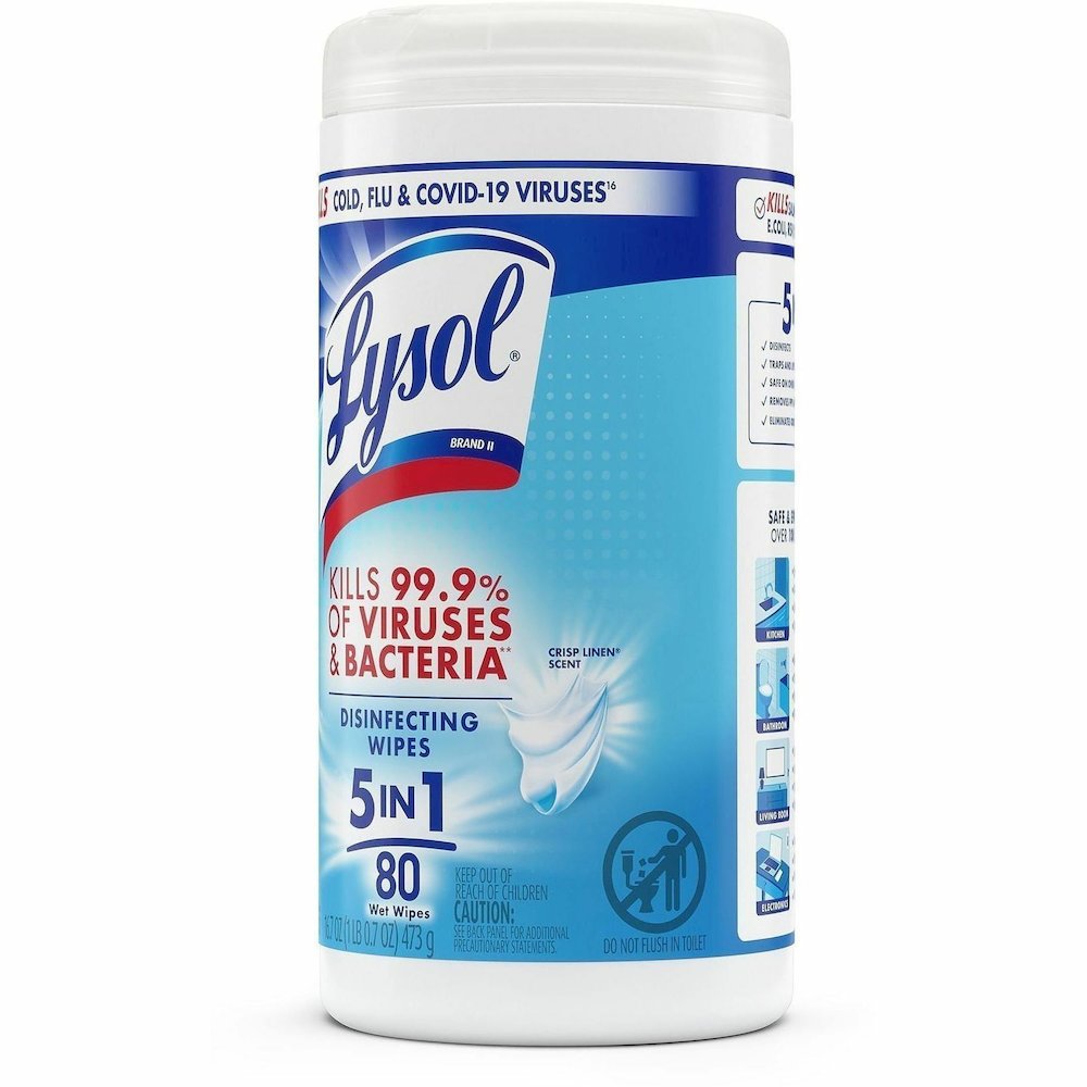 Lysol Disinfecting Wipes - For Multipurpose, Multi Surface - Wipe - Crisp Linen Scent - 7" Length x 7.25" Width - Recommended For: Virus Remover, Bacteria Remover - Disinfectant, Pre-moistened, Deodor. Picture 6