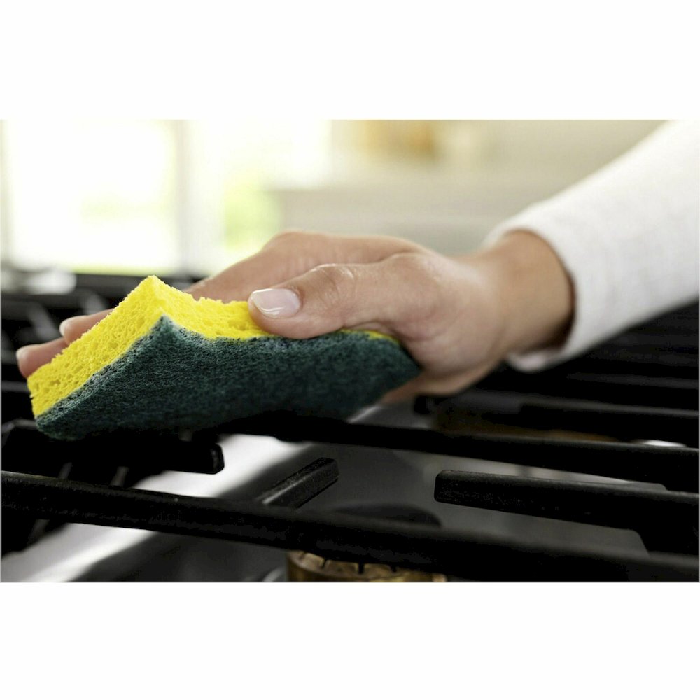 Scotch-Brite Heavy-Duty Scrub Sponges - 2.8" Height x 4.5" Width x 0.6" Depth - 6/Pack - 6 / Carton - Green, Yellow. Picture 7