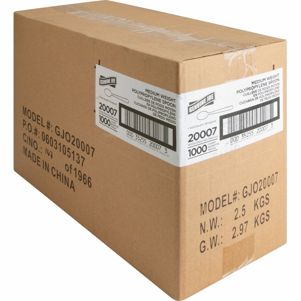Genuine Joe Individually Wrapped Spoon - 1 Piece(s) - Spoon - 1 x Spoon - Disposable - White - 1 Carton. Picture 7